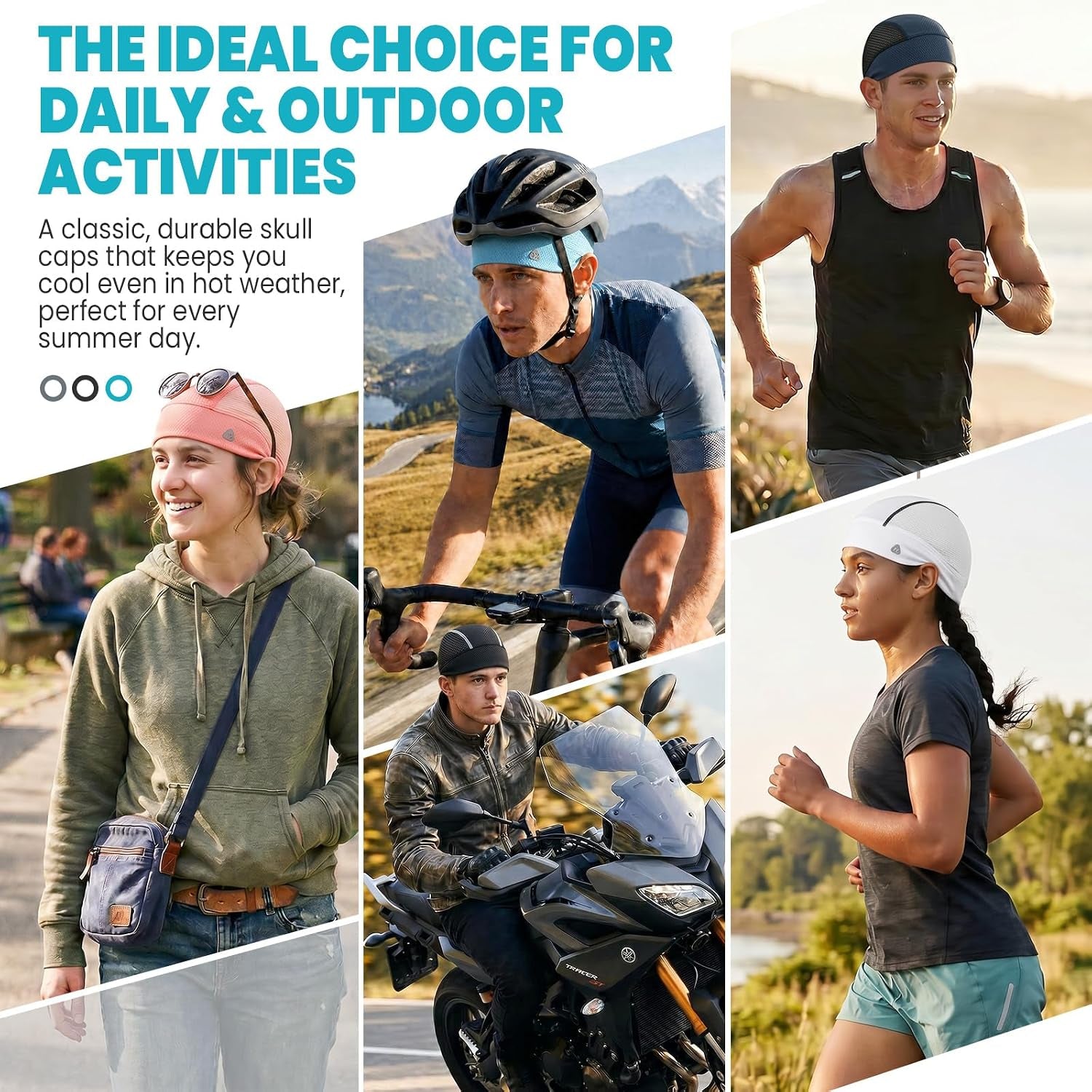 Skull Caps for Men, Breathable Mesh Helmet Liner Sport Cooling Skull Caps for Women Sweat Cap Lightweight Cycling Cap