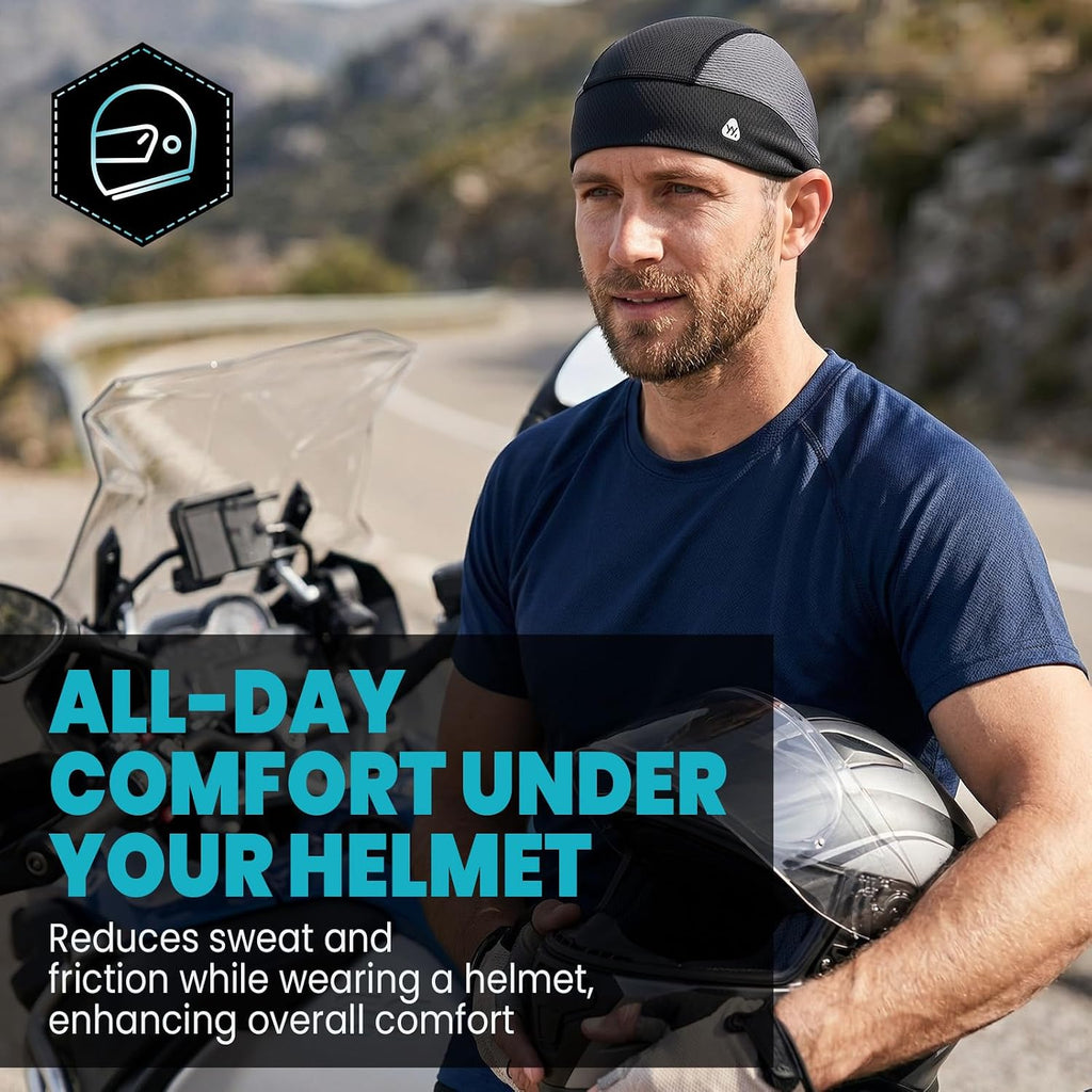 Skull Caps for Men, Breathable Mesh Helmet Liner Sport Cooling Skull Caps for Women Sweat Cap Lightweight Cycling Cap